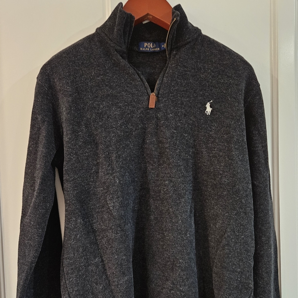 Ralph Lauren Quarter Zip Charcoal Sweater